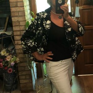 Christopher & Banks Black/White Polyester jacket